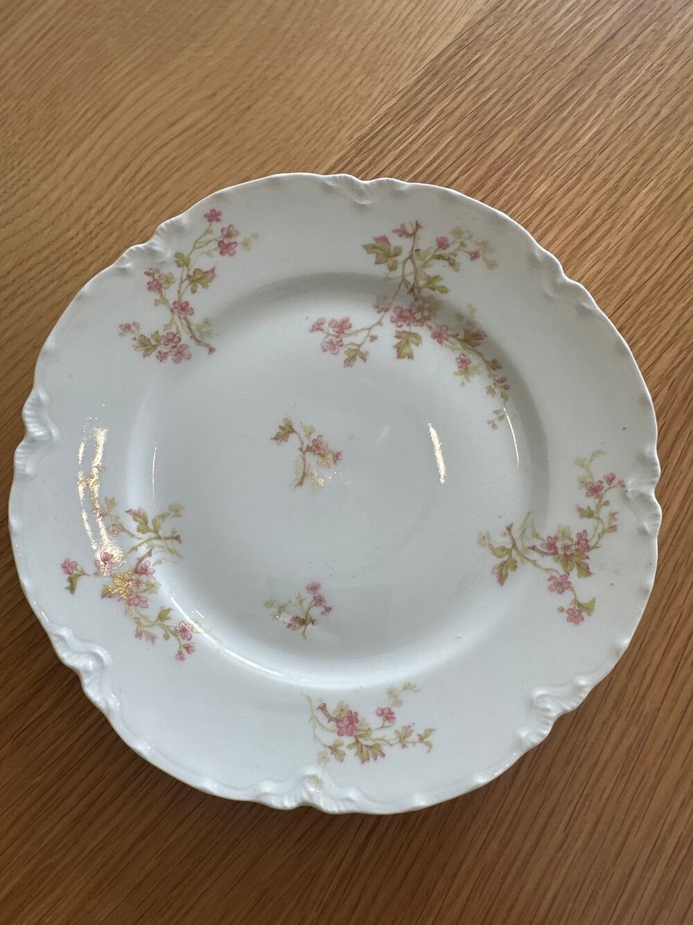 Haviland & Co Limoges France 7.5" Pink Floral Spring Scalloped Edge Salad Plate